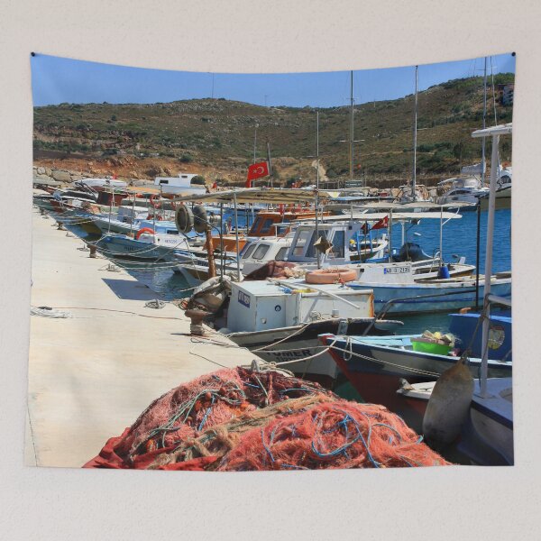 Item preview, Red Fishing Nets and Fishing Boats Datca Dock designed and sold by taiche.
