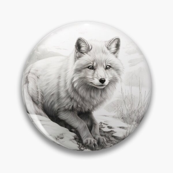 Item preview, Pencil-drawn Arctic Fox - High-Quality Black and White Design designed and sold by Pencil-Art.