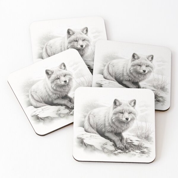 Item preview, Pencil-drawn Arctic Fox - High-Quality Black and White Design designed and sold by Pencil-Art.