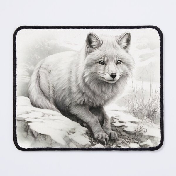 Item preview, Pencil-drawn Arctic Fox - High-Quality Black and White Design designed and sold by Pencil-Art.