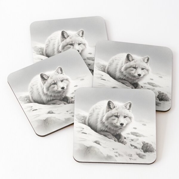 Item preview, Pencil-drawn Arctic Fox - High-Quality Black and White Design designed and sold by Pencil-Art.