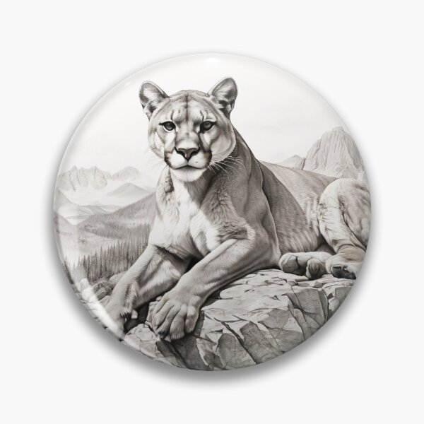 Item preview, Black and white pencil drawing of a Puma designed and sold by Pencil-Art.