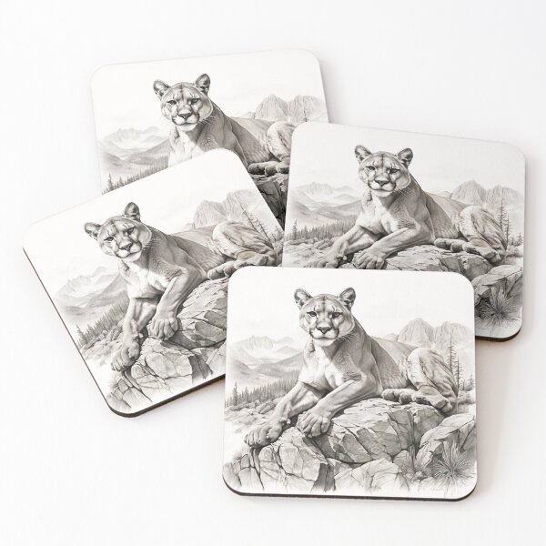 Item preview, Black and white pencil drawing of a Puma designed and sold by Pencil-Art.