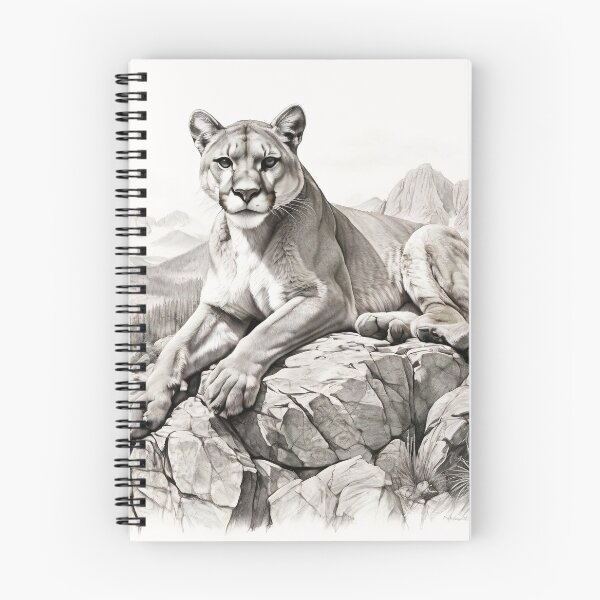 Item preview, Black and white pencil drawing of a Puma designed and sold by Pencil-Art.