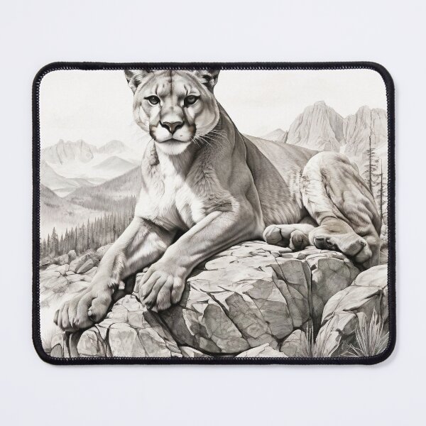 Artikelvorschau, Schwarz-weiße Bleistiftzeichnung eines Pumas entworfen und verkauft von Pencil-Art.