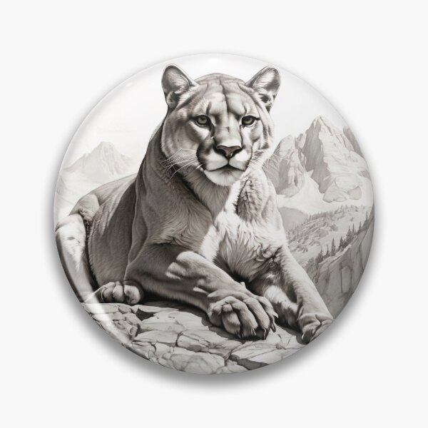 Item preview, Black and white pencil drawing of a Puma designed and sold by Pencil-Art.
