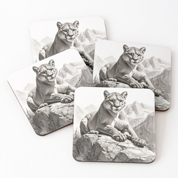 Item preview, Black and white pencil drawing of a Puma designed and sold by Pencil-Art.