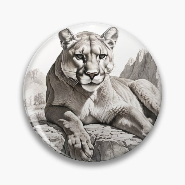 Item preview, Black and white pencil drawing of a Puma designed and sold by Pencil-Art.