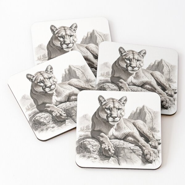 Item preview, Black and white pencil drawing of a Puma designed and sold by Pencil-Art.