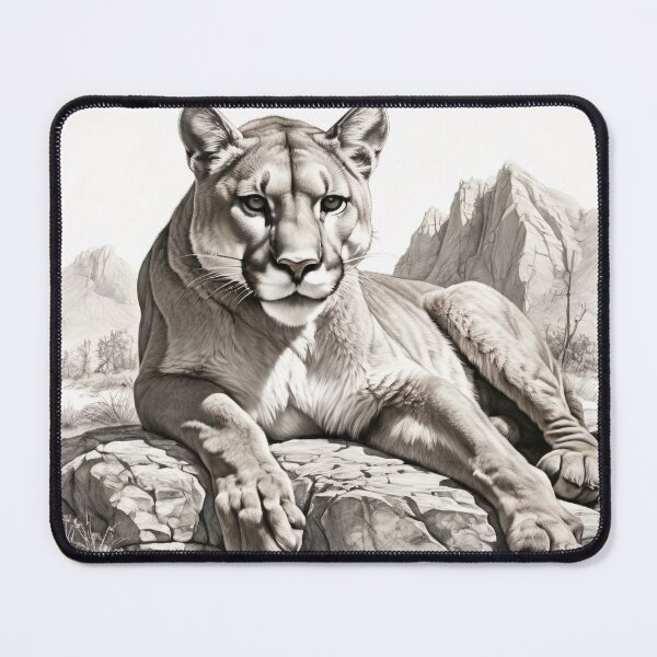 Item preview, Black and white pencil drawing of a Puma designed and sold by Pencil-Art.