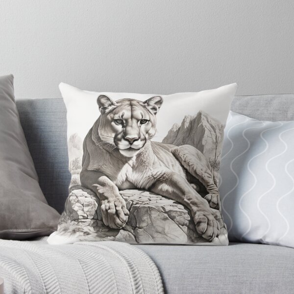 Item preview, Black and white pencil drawing of a Puma designed and sold by Pencil-Art.