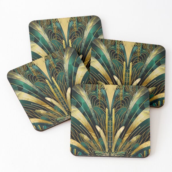 Item preview, Gatsby Pattern, Glamour Dark Green Gold, Luxurious Aesthetic designed and sold by Vic Torys ☆.