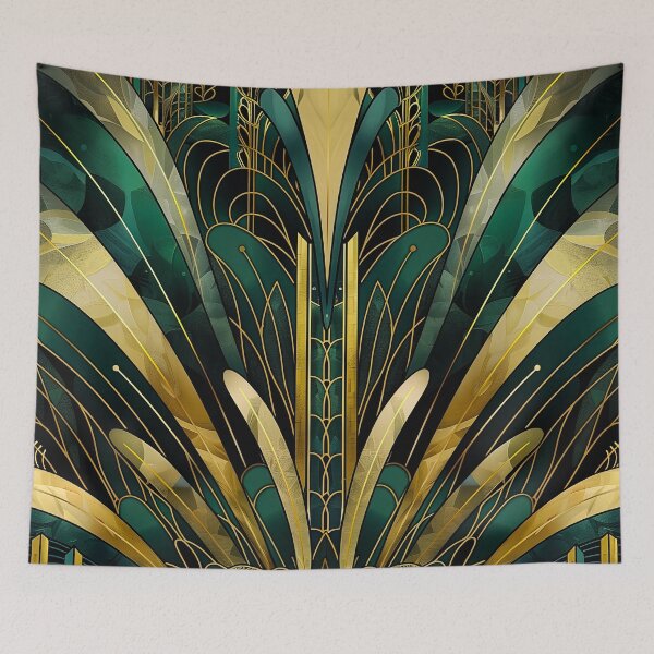 Item preview, Gatsby Pattern, Glamour Dark Green Gold, Luxurious Aesthetic designed and sold by Vic Torys ☆.