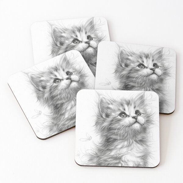 Item preview, Black and white cat pencil drawing designed and sold by Pencil-Art.