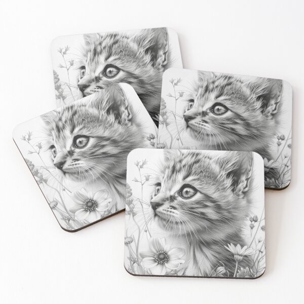 Item preview, Black and white cat pencil drawing designed and sold by Pencil-Art.