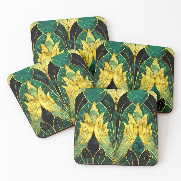 Item preview, Gatsby Inspired Pattern, Glamour Dark Green Gold Aesthetic designed and sold by Vic Torys ☆.