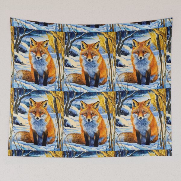 Item preview, Fox Portrait. Winter season, snowy fox, vintage fox, fox painting, Vincent van Gogh style designed and sold by FoxVibes.