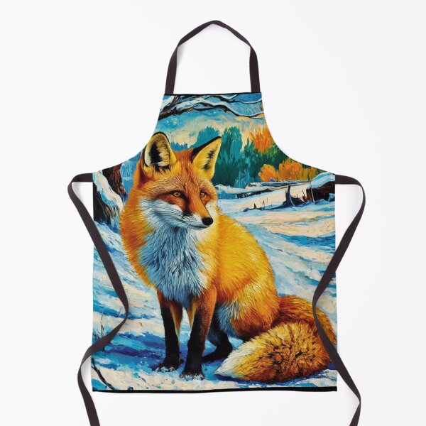 Item preview, Fox Portrait. Winter season, snowy fox, vintage fox, fox painting, Vincent van Gogh style designed and sold by FoxVibes.