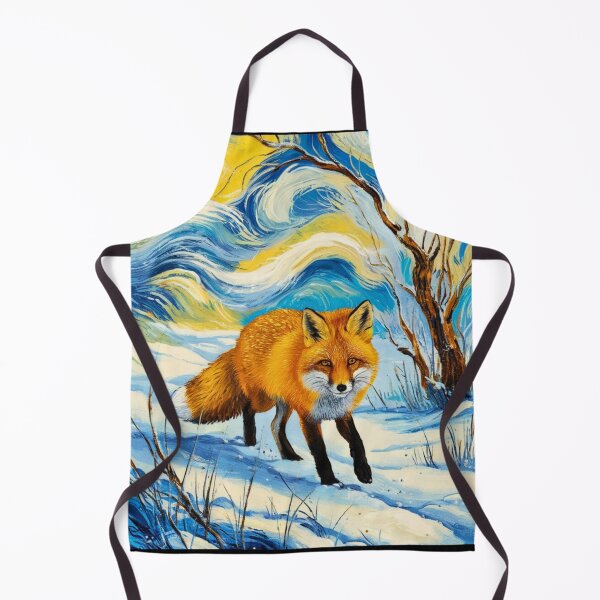 Item preview, Fox Portrait. Winter season, snowy fox, vintage fox, fox painting, Vincent van Gogh style designed and sold by FoxVibes.