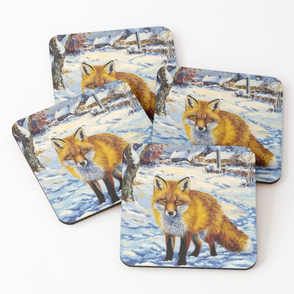 Item preview, Fox Portrait. Winter season, snowy fox, vintage fox, fox painting, Vincent van Gogh style designed and sold by FoxVibes.