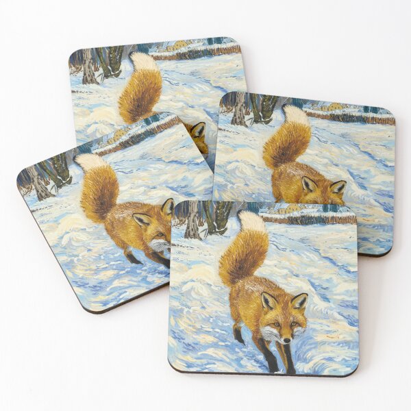 Item preview, Fox Portrait. Winter season, snowy fox, vintage fox, fox painting, Vincent van Gogh style designed and sold by FoxVibes.