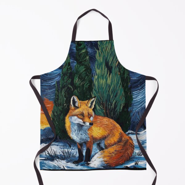 Item preview, Fox Portrait. Winter season, snowy fox, vintage fox, fox painting, Vincent van Gogh style designed and sold by FoxVibes.