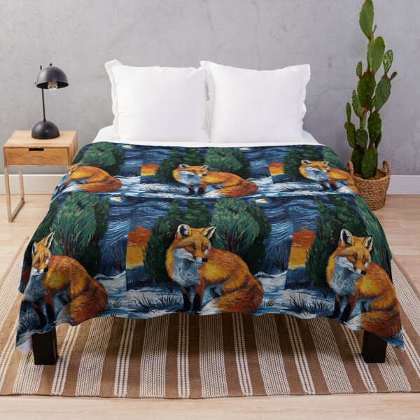 Item preview, Fox Portrait. Winter season, snowy fox, vintage fox, fox painting, Vincent van Gogh style designed and sold by FoxVibes.