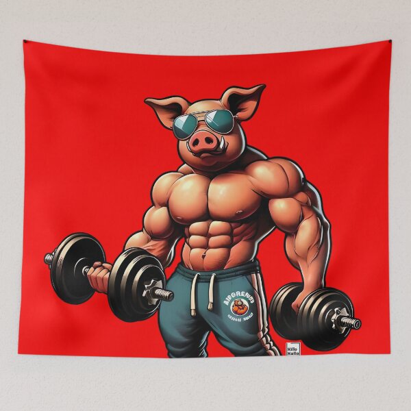 Item preview, muscular pig in the gym designed and sold by KilloKalla.