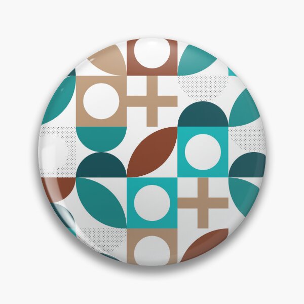 Item preview, Bauhaus Pattern 5 turquoise cyan teal and brown shapes pattern designed and sold by LD ART.