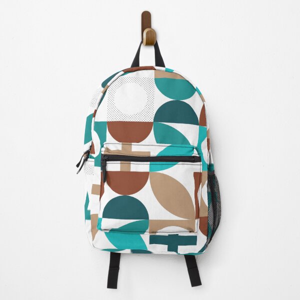 Item preview, Bauhaus Pattern 5 turquoise cyan teal and brown shapes pattern designed and sold by LD ART.