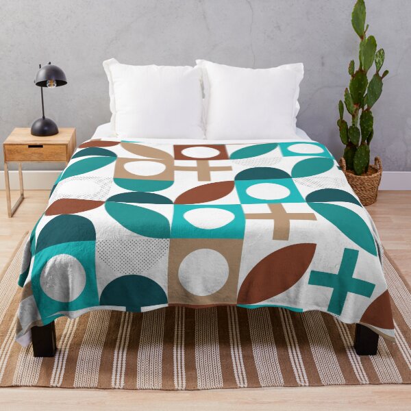 Item preview, Bauhaus Pattern 5 turquoise cyan teal and brown shapes pattern designed and sold by LD ART.