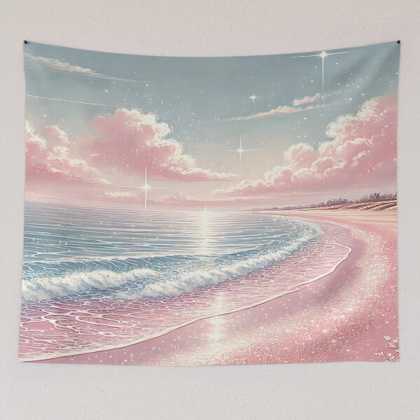 Aperçu de l'œuvre Rives éthérées. L'été à l'art paysager de Pink Glitter Beach créée et vendue par Unitepeople.