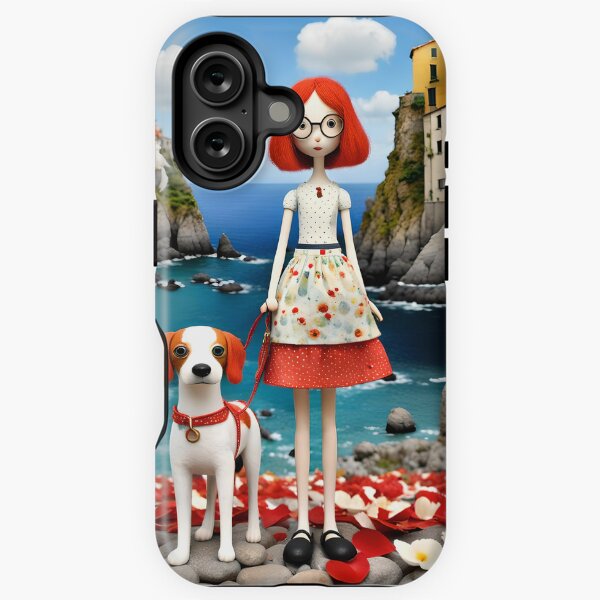 Aperçu de l'œuvre Poupée avec chien dans le port de Cockerspaniel épagneul Cinqueterre Italie  créée et vendue par Coolparrotgirl.
