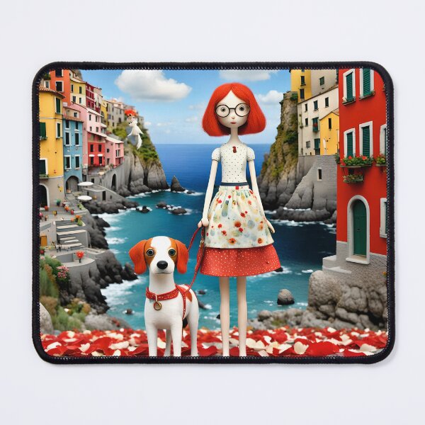 Item preview, Doll with dog in Cinqueterre  Italy spaniel cockerspaniel harbour  designed and sold by Coolparrotgirl.
