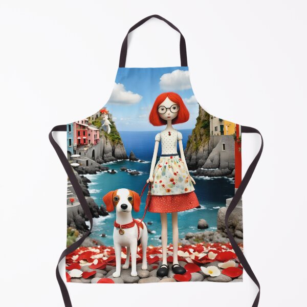 Item preview, Doll with dog in Cinqueterre Italy spaniel cockerspaniel harbour designed and sold by Coolparrotgirl.