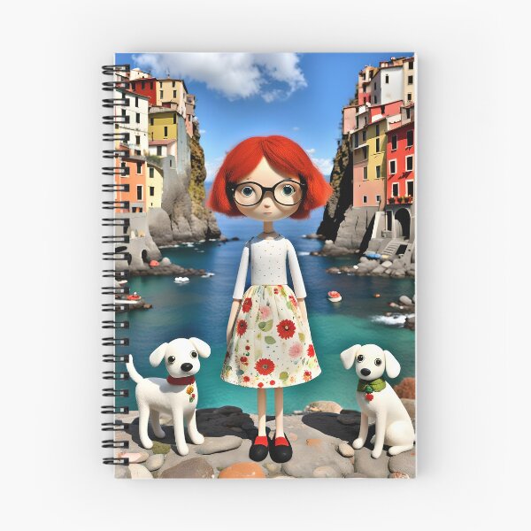 Item preview,  Doll with white dog in Cinqueterre  Italy  harbour  designed and sold by Coolparrotgirl.