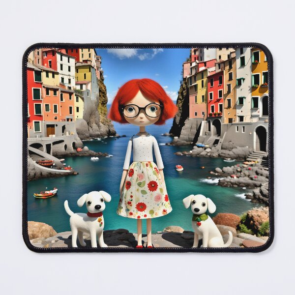 Item preview,  Doll with white dog in Cinqueterre  Italy  harbour  designed and sold by Coolparrotgirl.