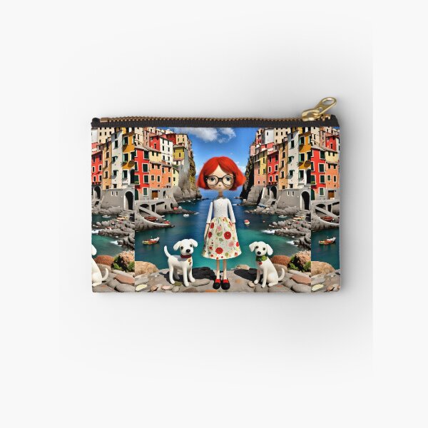 Item preview,  Doll with white dog in Cinqueterre  Italy  harbour  designed and sold by Coolparrotgirl.