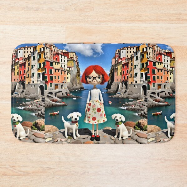 Item preview,  Doll with white dog in Cinqueterre  Italy  harbour  designed and sold by Coolparrotgirl.