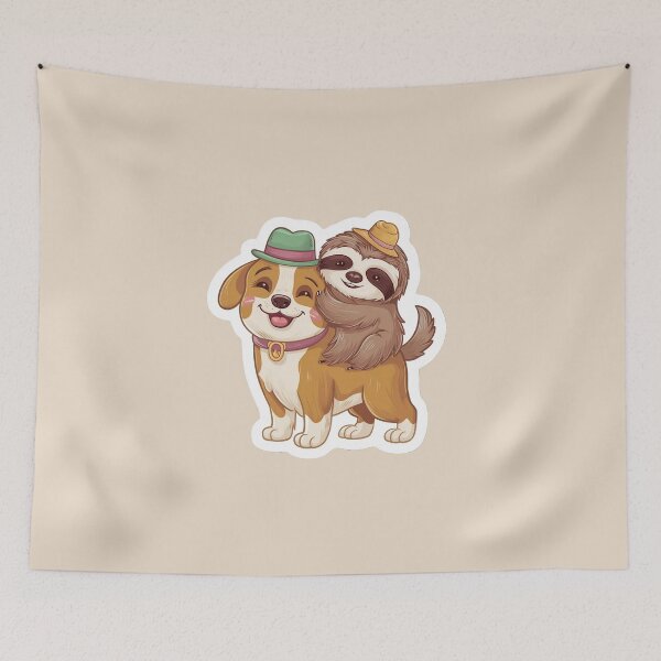 Item preview, Cute Sloth and Dog Friendship for Pug Lover designed and sold by Laugh-Lines.