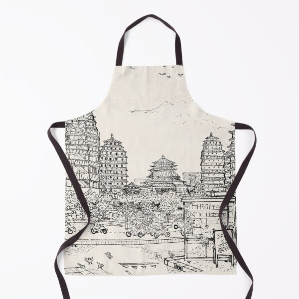 Item preview, Pagoda Saigon Vietnam Cityscape Pen and Ink Illustration designed and sold by Wall-Art-Sketch.