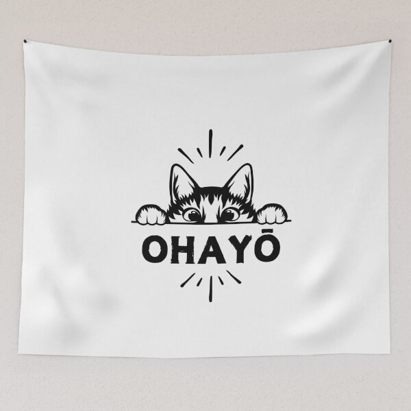 Item preview, Ohayō (good morning) Cat,Funny Big Cats Men's Tee,Cute Animals, Funny Women's Weird Cute Tee designed and sold by SnuggleSafari.