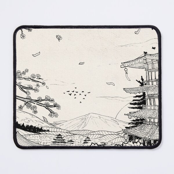Item preview, Shinto Shrine Fuji Edo Period Japan Pen and Ink Illustration designed and sold by Wall-Art-Sketch.