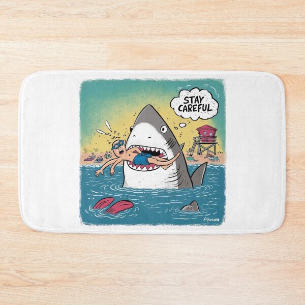 Item preview, Shark with man "stay careful" designed and sold by MyNiceDesigns.