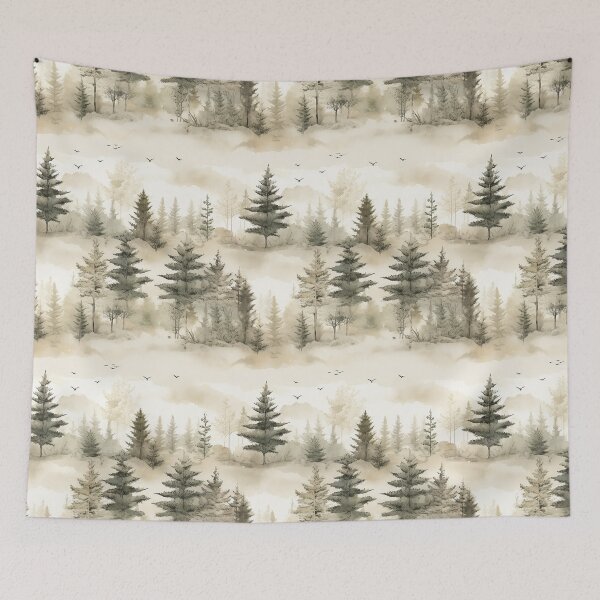 Item preview, Pine Tree Forest Ink Wash Watercolor Patterns designed and sold by Mandie Kuo.
