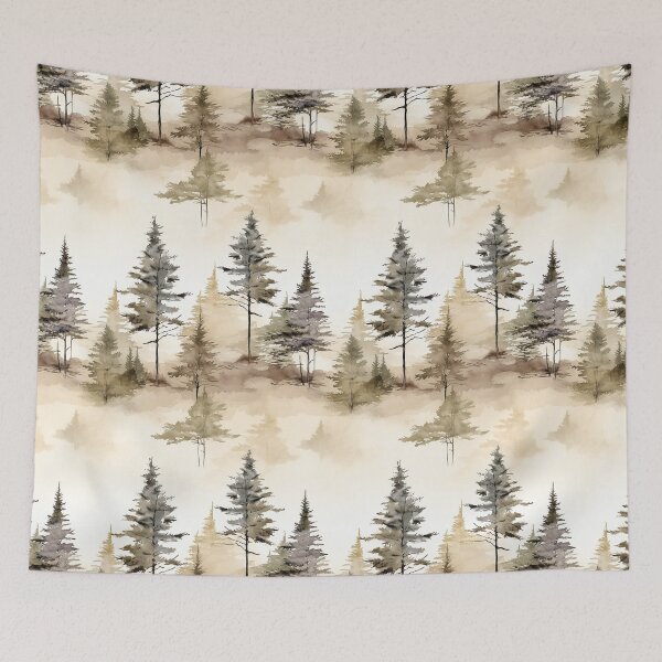 Item preview, Pine Tree Forest Ink Wash Watercolor Patterns designed and sold by Mandie Kuo.