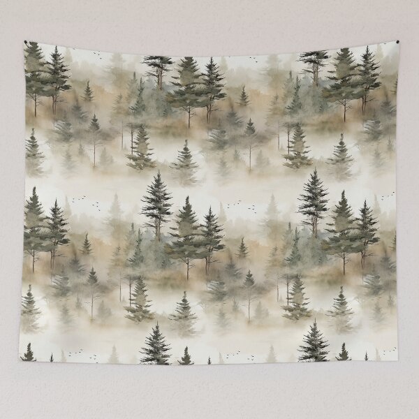 Item preview, Pine Tree Forest Ink Wash Watercolor Patterns designed and sold by Mandie Kuo.