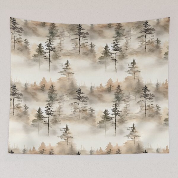 Item preview, Pine Tree Forest Ink Wash Watercolor Patterns designed and sold by Mandie Kuo.