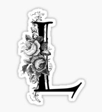Vintage Engraved Floral Monogram Letter L Sticker
