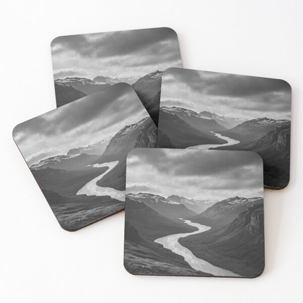 Item preview, Monochromatic Rugged Scandinavian Landscape with Winding Valley River designed and sold by ShadeScapeArt.